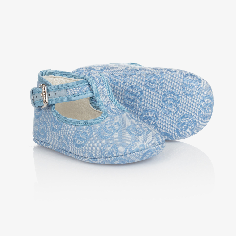 Pale Blue GG Pre Walker Shoes