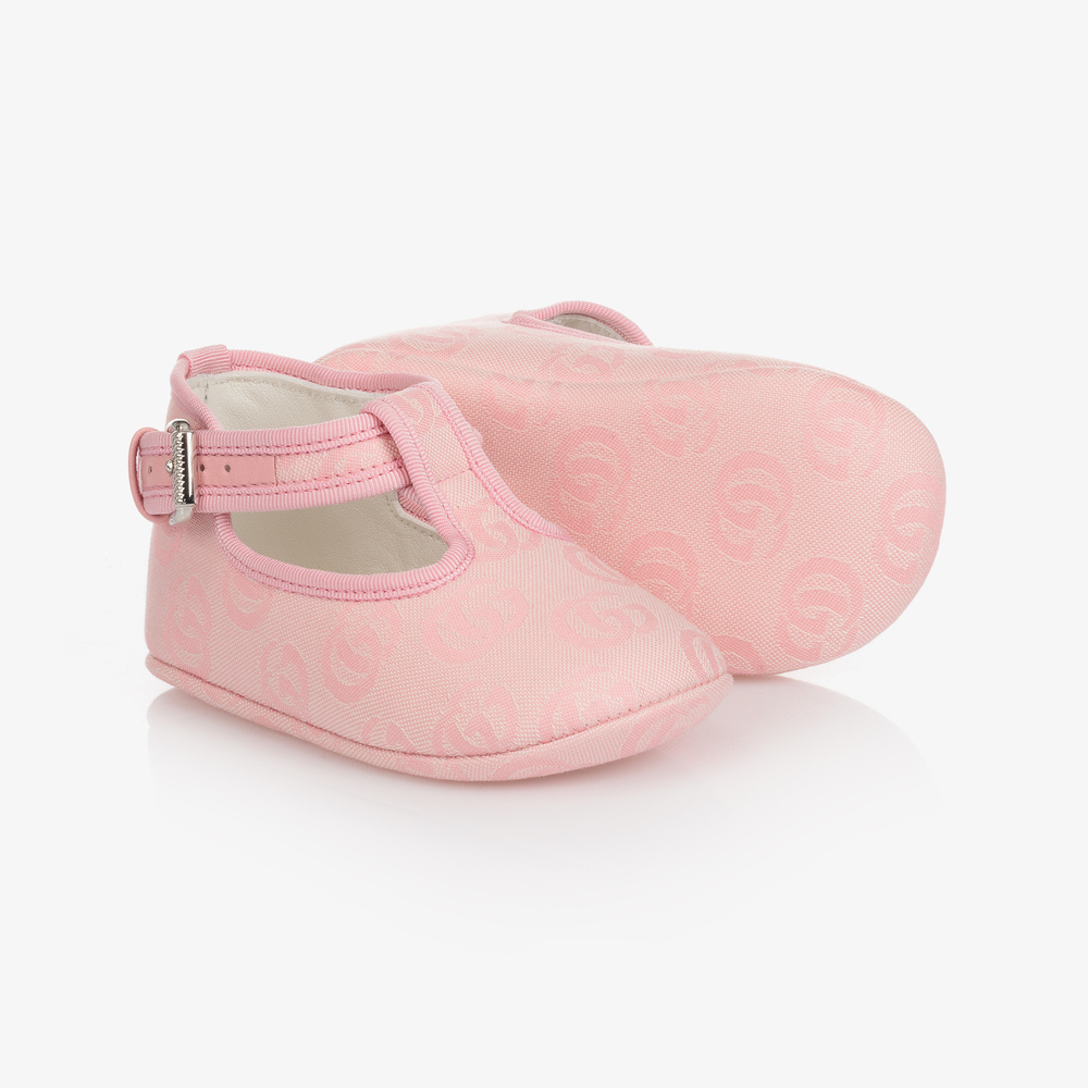 Gucci-Розовые пинетки GG | Childrensalon Outlet
