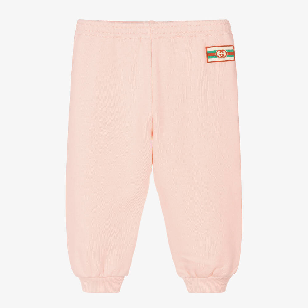 Gucci-Pink Interlocking G Cotton Baby Joggers | Childrensalon Outlet