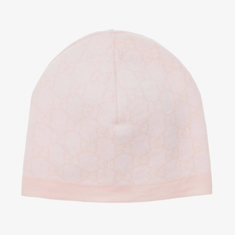Gucci-Pink & Ivory Wool GG Baby Hat | Childrensalon Outlet