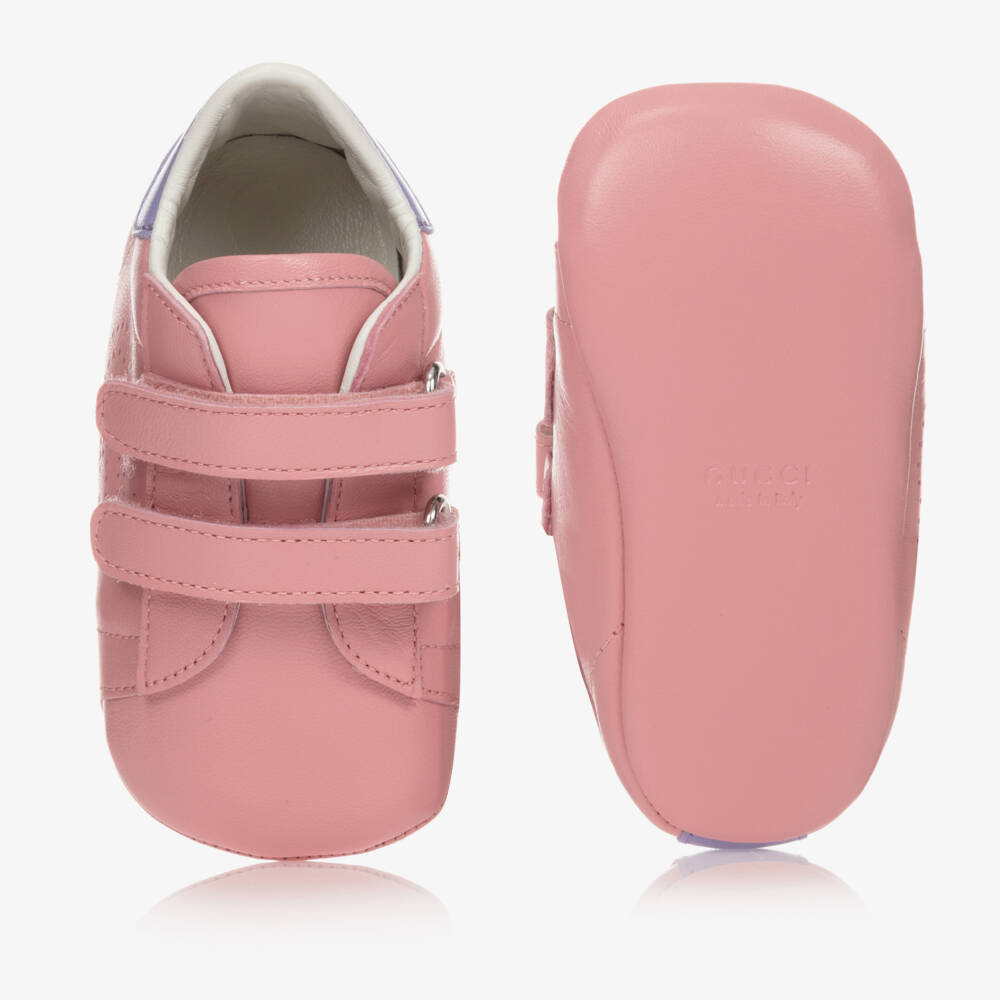 Gucci-Pink Leather Baby Trainers | Childrensalon Outlet