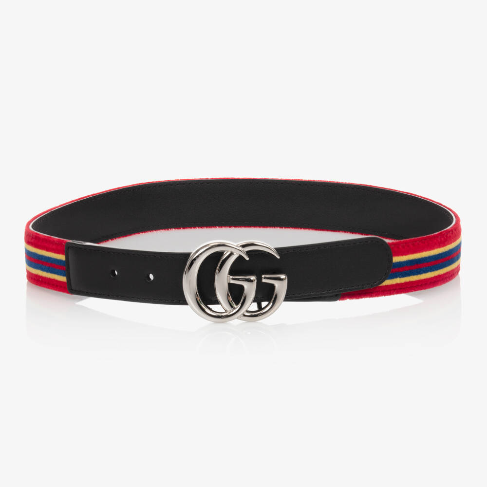 Gucci-Red & Blue Striped Velvet Belt | Childrensalon Outlet