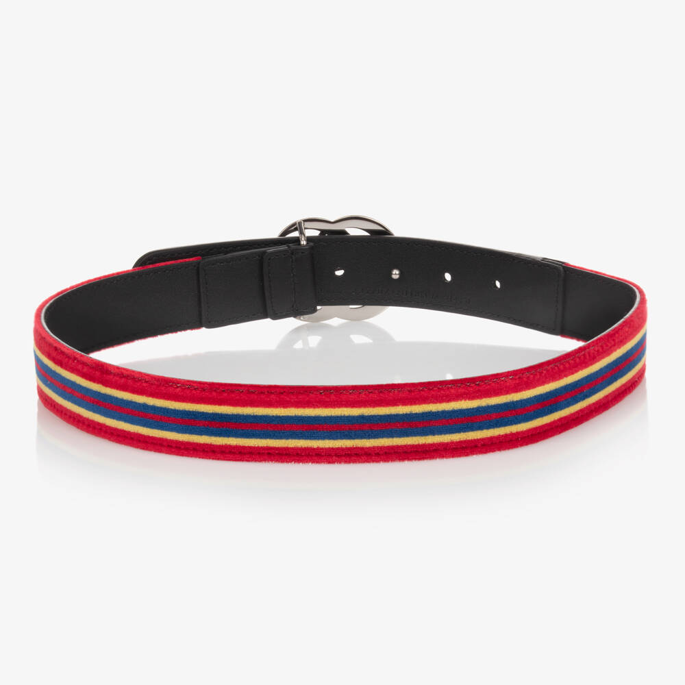 Gucci-Red & Blue Striped Velvet Belt | Childrensalon Outlet