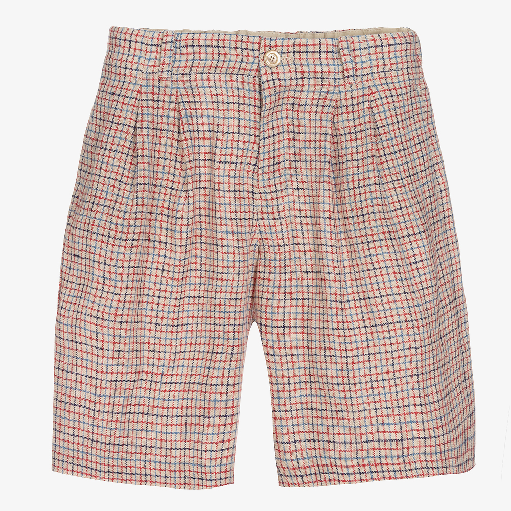 Gucci-Red Check Bermuda Shorts | Childrensalon Outlet