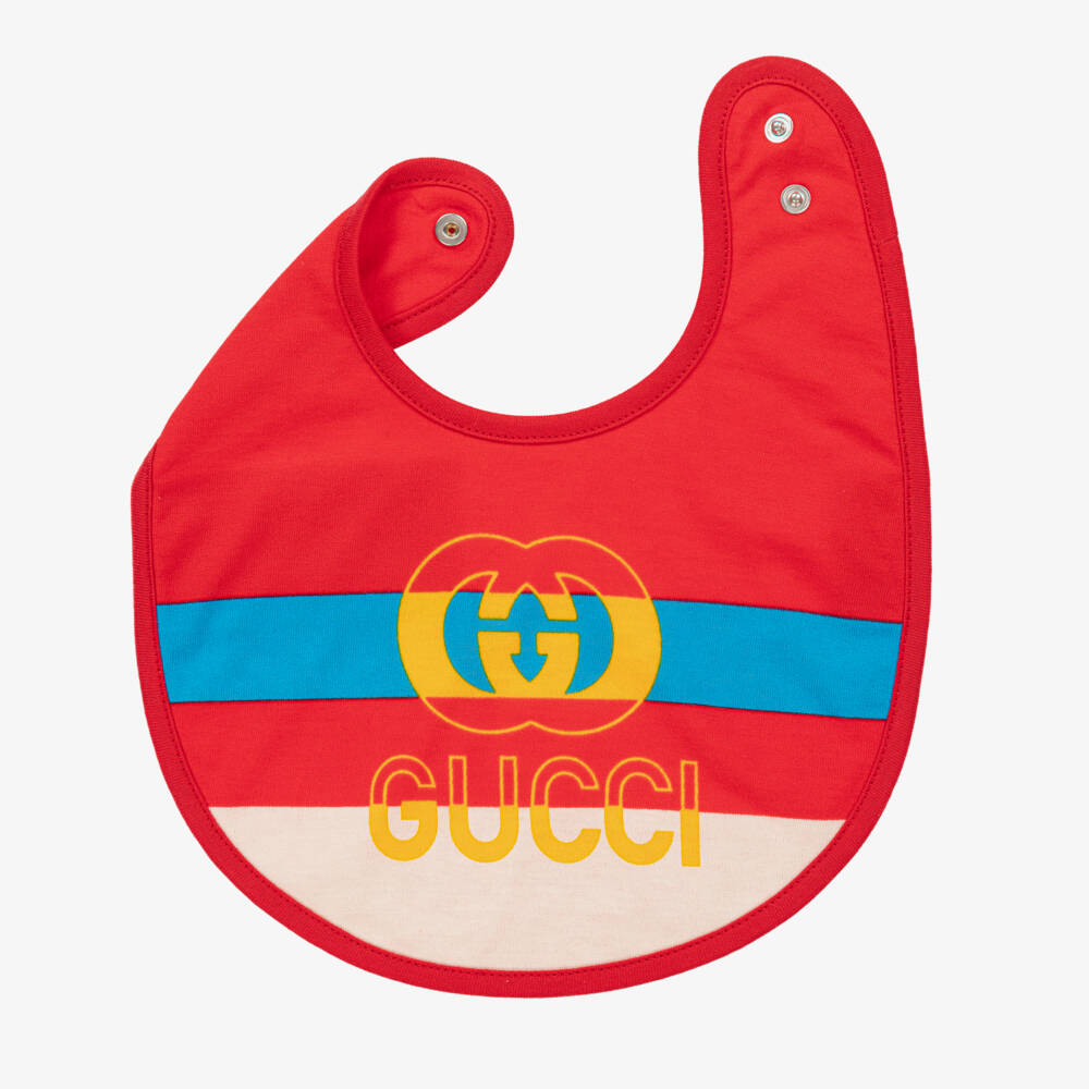 Gucci-Red Cotton Interlocking G Bib | Childrensalon Outlet