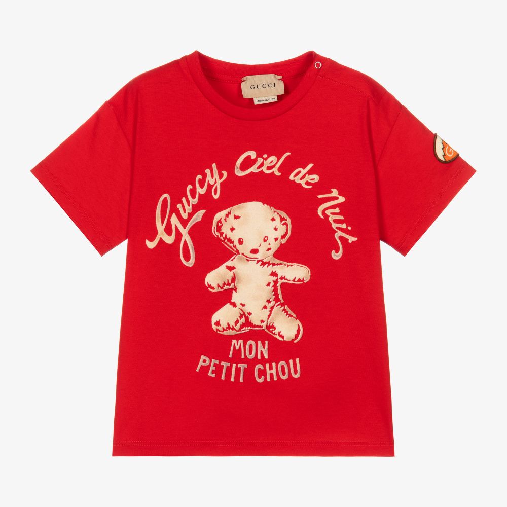 Gucci-Red Cotton Logo T-Shirt | Childrensalon Outlet