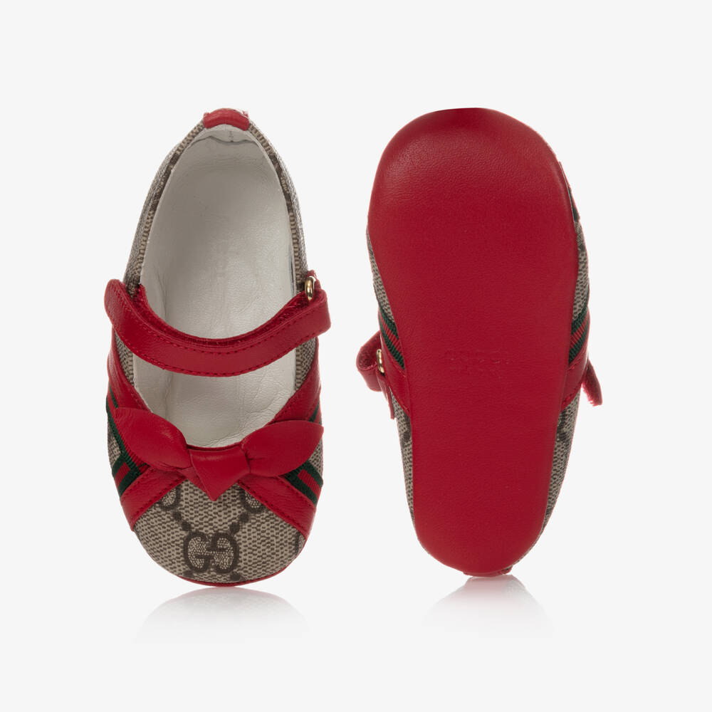 Gucci-Red GG Ballerina Baby Pumps | Childrensalon Outlet