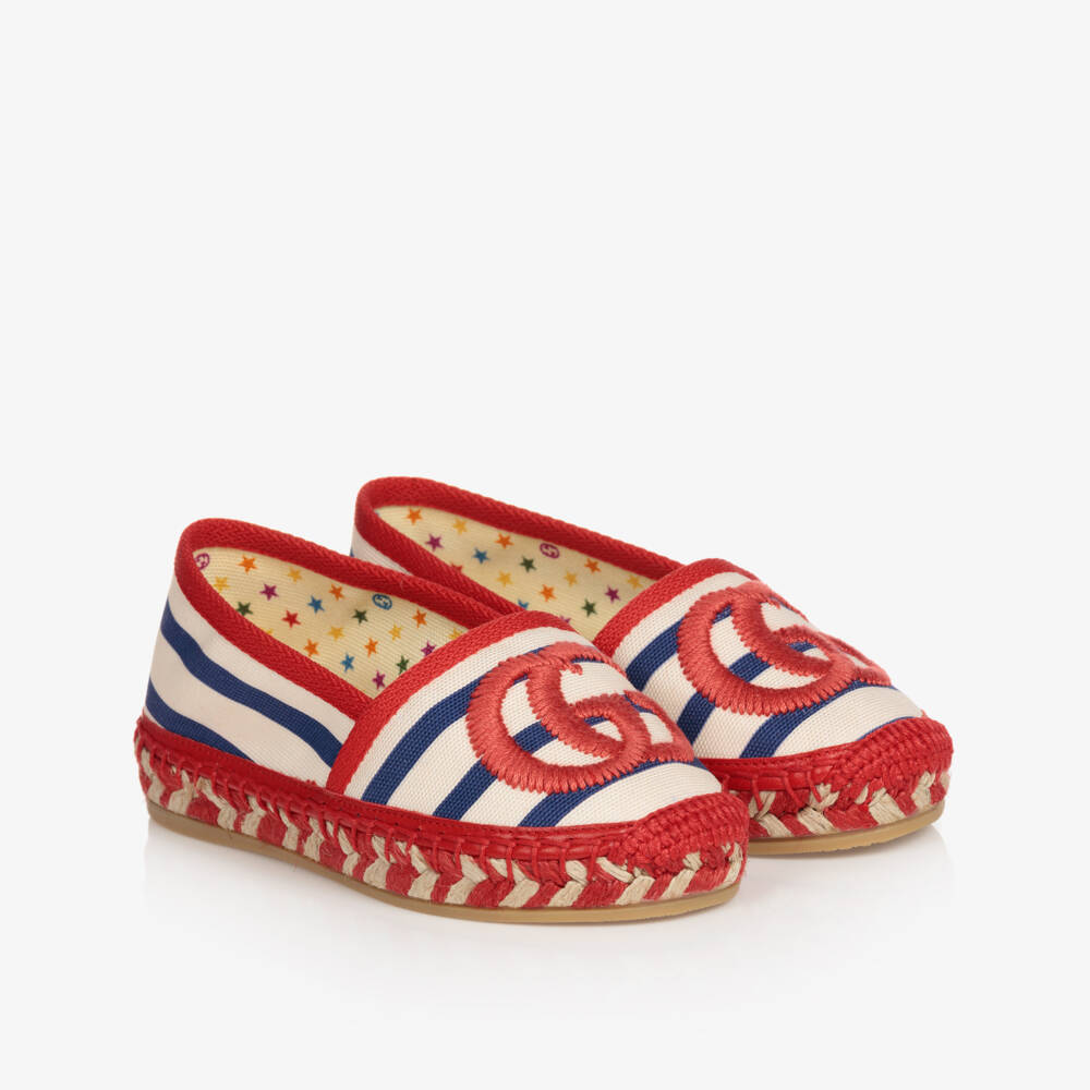 Gucci-Red & Ivory GG Espadrilles | Childrensalon Outlet