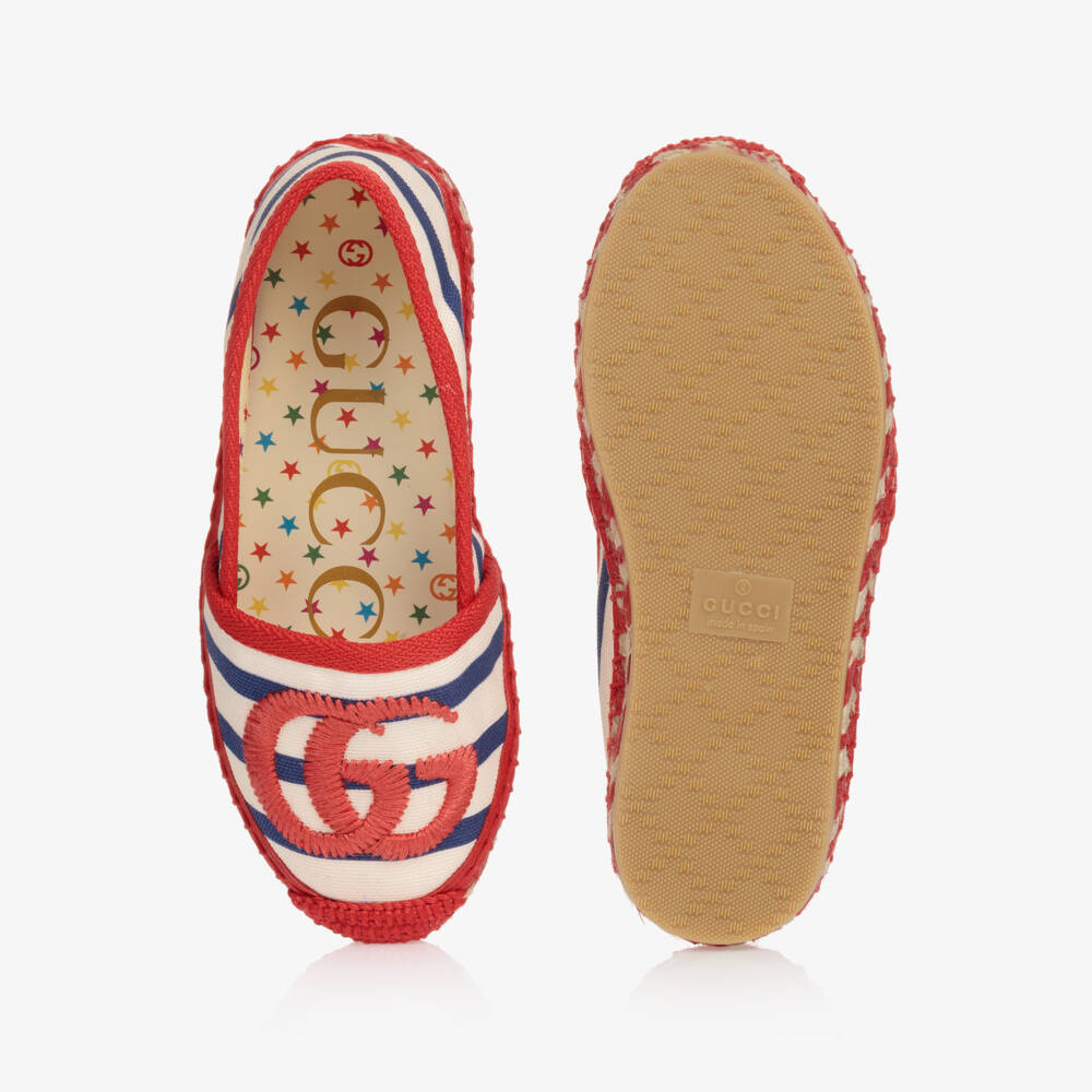 Gucci-Red & Ivory GG Espadrilles | Childrensalon Outlet