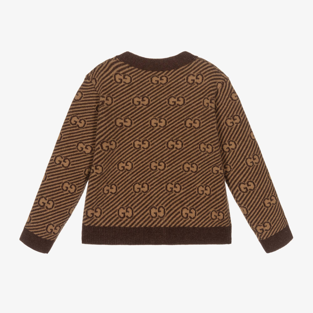 Gucci-Soft Brown Wool Baby Cardigan | Childrensalon Outlet