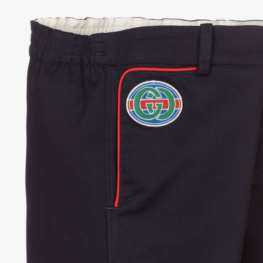 Gucci-بنطلون جينز غاباردين أزرق داكن للأولاد | Childrensalon Outlet
