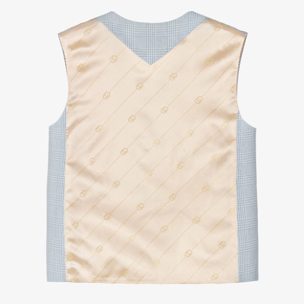 Gucci-Голубой жилет в клетку | Childrensalon Outlet