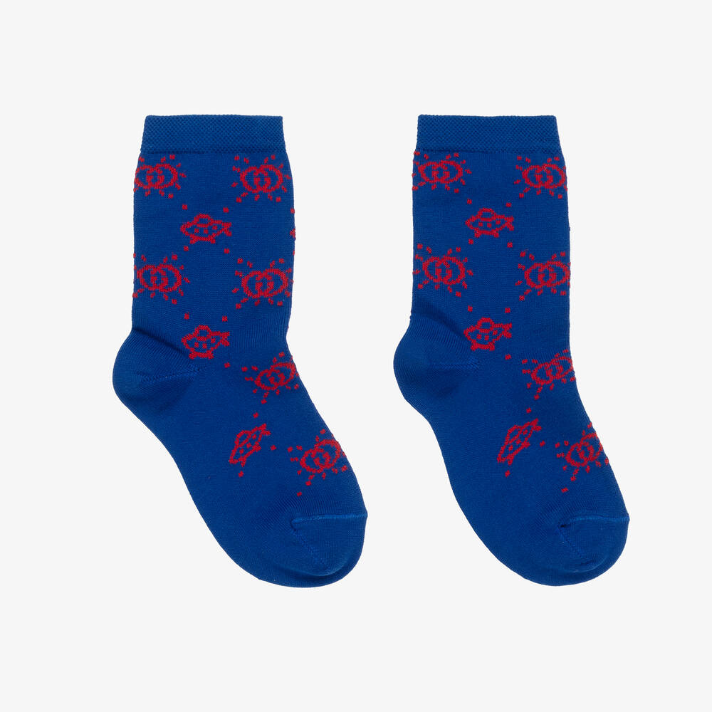 Gucci-Teen Boys Blue Cotton Interlocking G Socks | Childrensalon Outlet