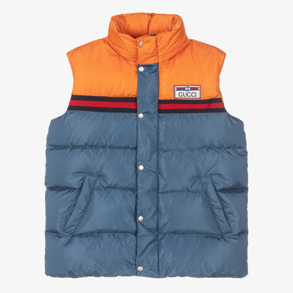Gucci-Teen Boys Blue & Orange Puffer Gilet | Childrensalon Outlet