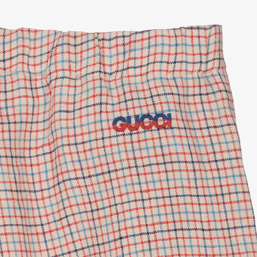 Gucci-Teen Boys Checkered Linen Shorts | Childrensalon Outlet