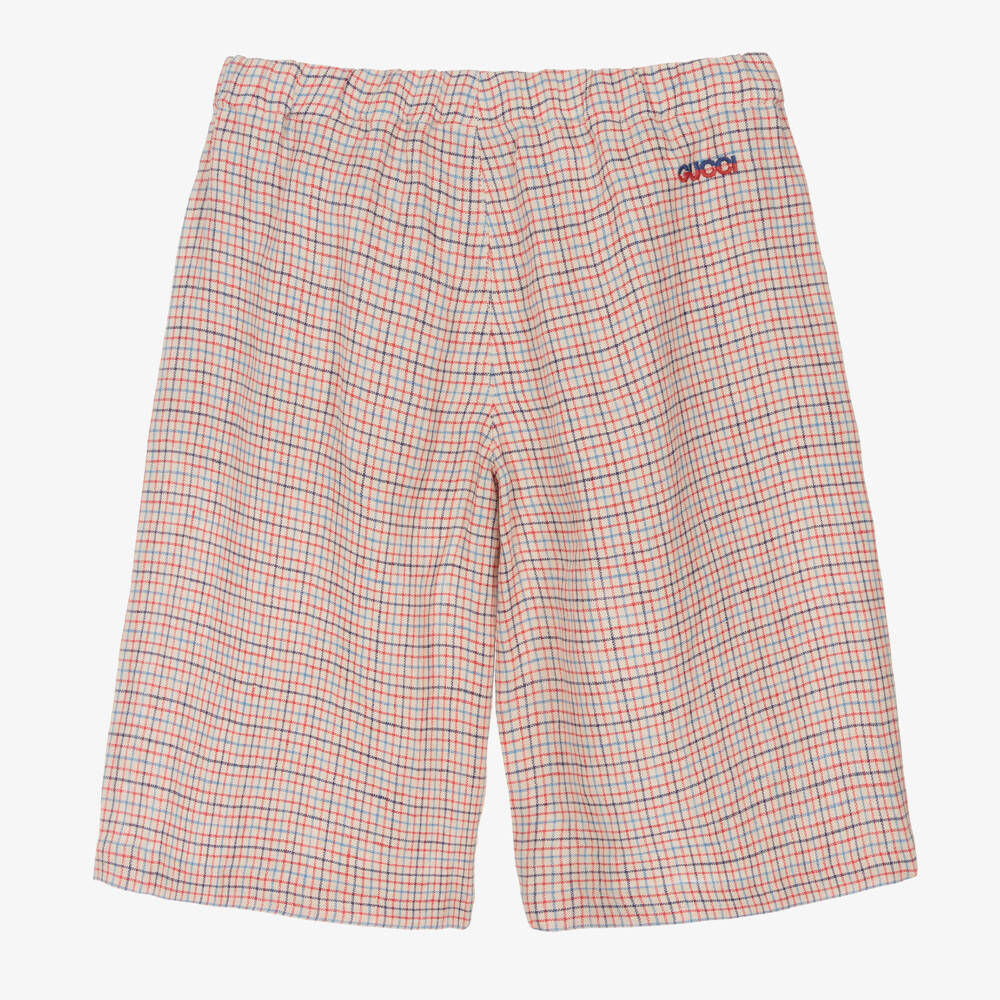 Gucci-Teen Boys Checkered Linen Shorts | Childrensalon Outlet