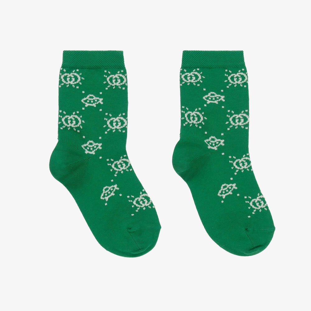 Gucci-Teen Boys Green Cotton Interlocking G Socks | Childrensalon Outlet