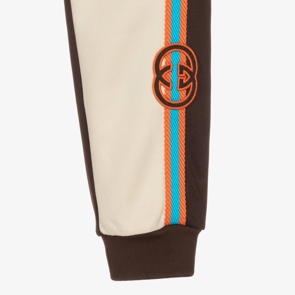 Gucci-Teen Boys Ivory & Brown Web Joggers | Childrensalon Outlet