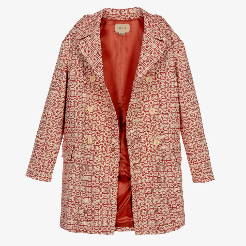 Gucci-Teen Boys Ivory Jacquard Coat | Childrensalon Outlet