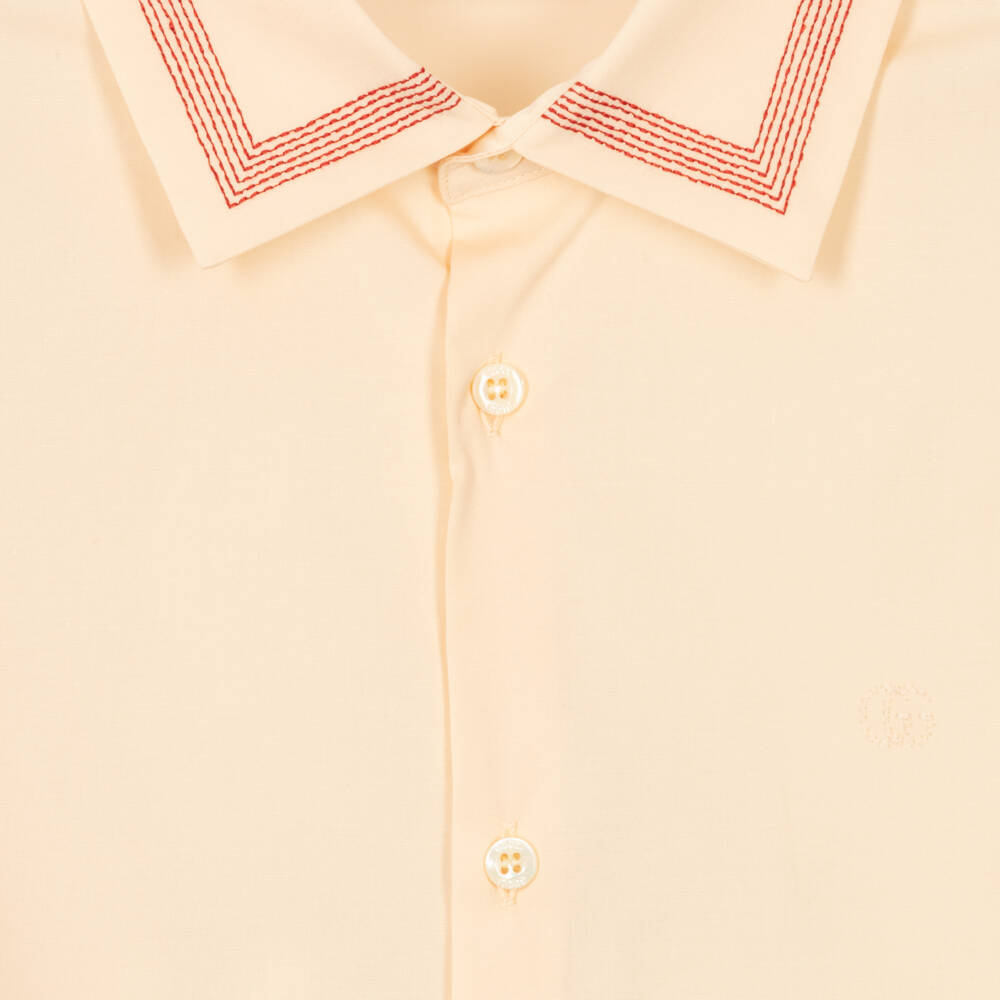 Gucci-قميص تينز ولادي قطن بوبلين لون عاجي | Childrensalon Outlet