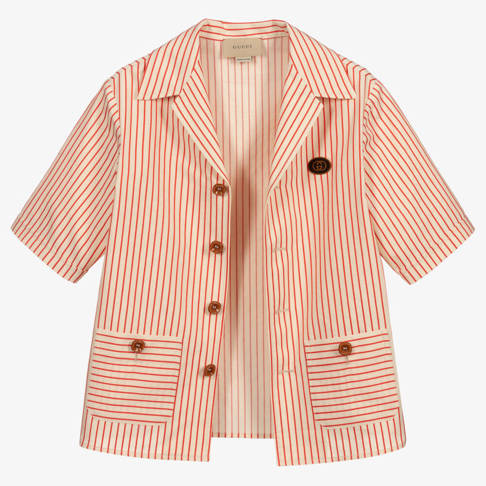 Gucci-Teen Boys Ivory Striped Cotton Jacket | Childrensalon Outlet