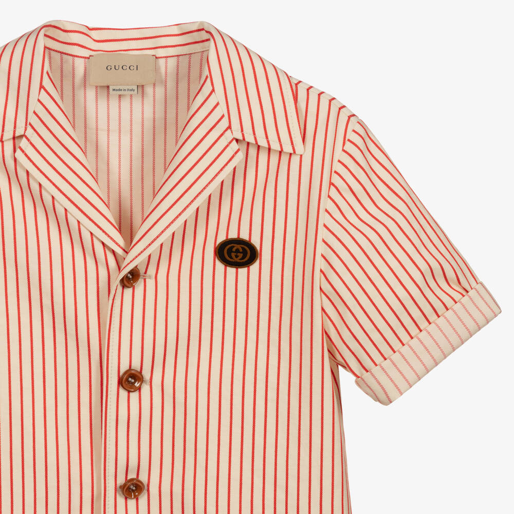 Gucci-Teen Boys Ivory Striped Cotton Jacket | Childrensalon Outlet