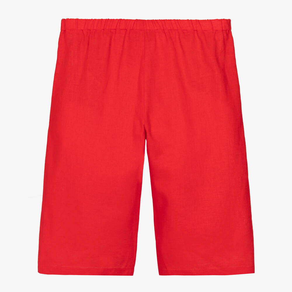 Gucci-Teen Boys Scarlet Linen Blend Shorts | Childrensalon Outlet