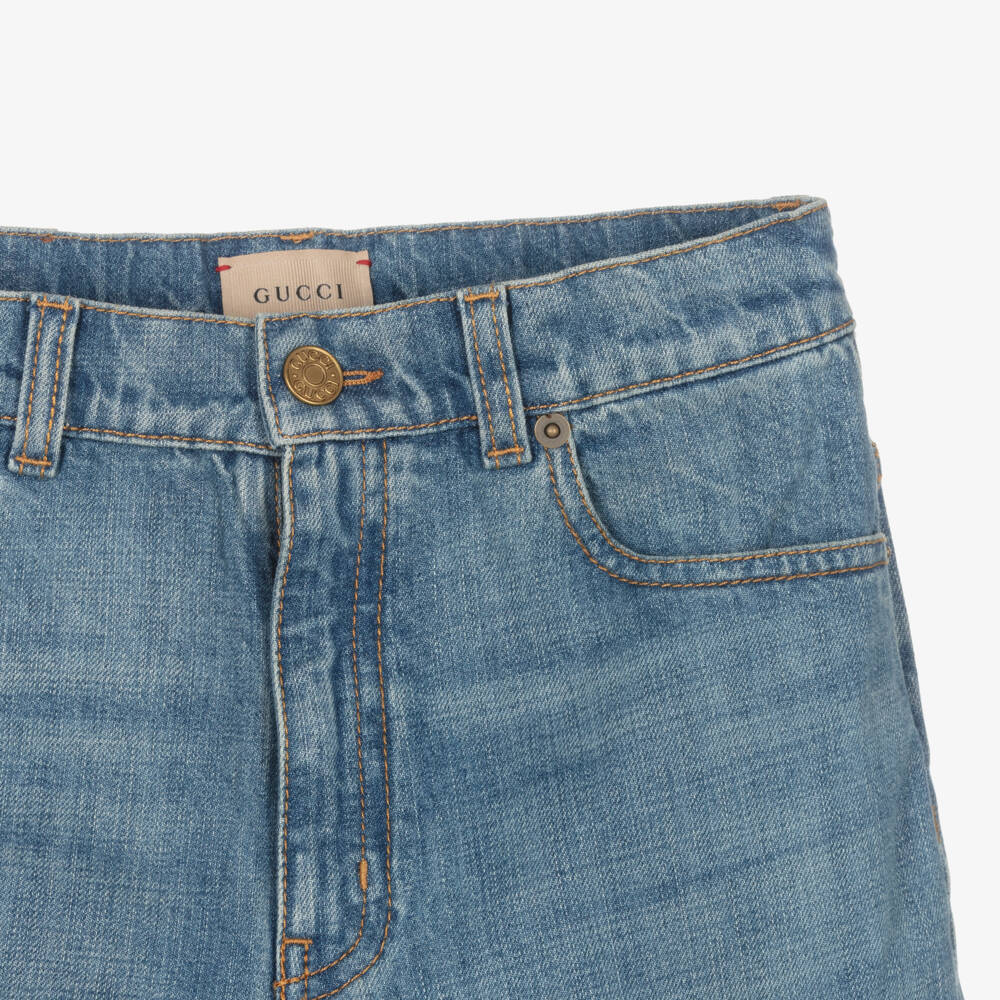 Gucci-Teen Boys Straight Blue Denim Trousers | Childrensalon Outlet
