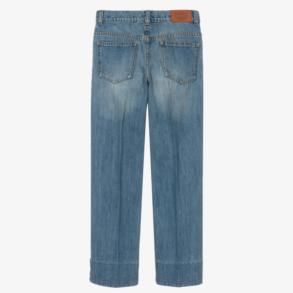 Gucci-Teen Boys Straight Blue Denim Trousers | Childrensalon Outlet
