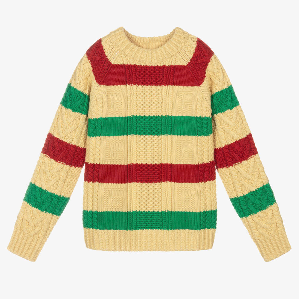 Gucci-Teen Boys Striped Wool Knit Jumper | Childrensalon Outlet