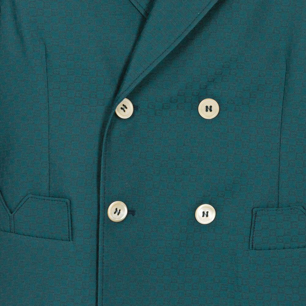 Gucci-Teen Boys Teal Wool Logo Blazer | Childrensalon Outlet