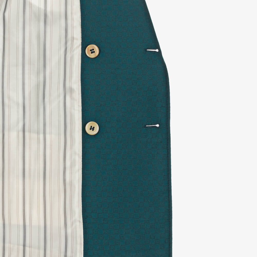 Gucci-Teen Boys Teal Wool Logo Blazer | Childrensalon Outlet