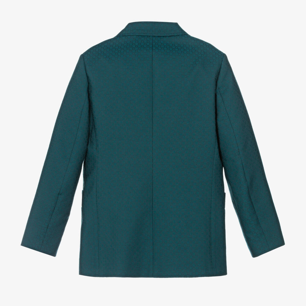Gucci-Teen Boys Teal Wool Logo Blazer | Childrensalon Outlet