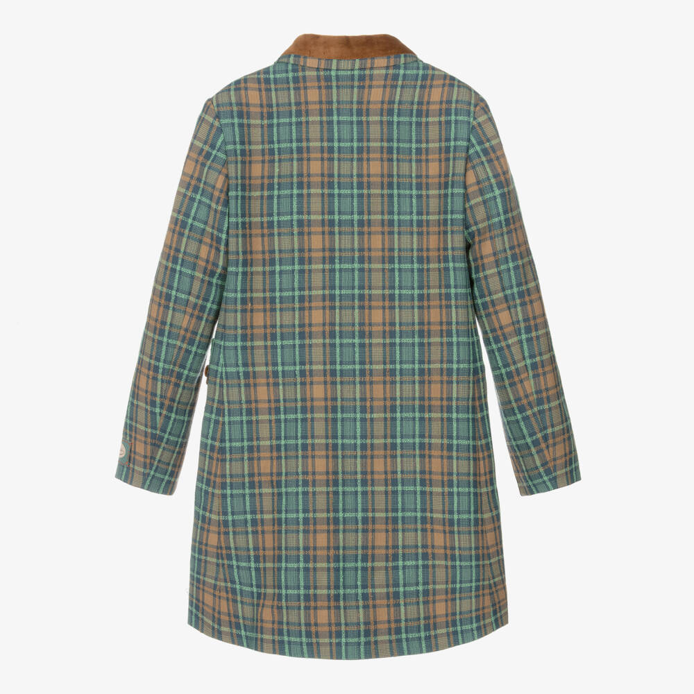 Gucci-Teen Girls Blue & Brown Wool Check Coat | Childrensalon Outlet