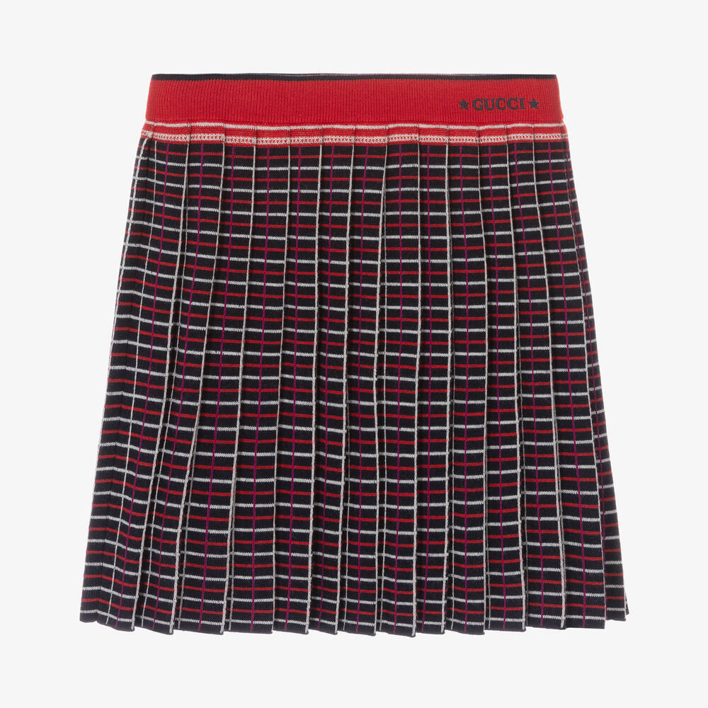 Gucci-Teen Girls Blue & Red Wool Knit Skirt | Childrensalon Outlet