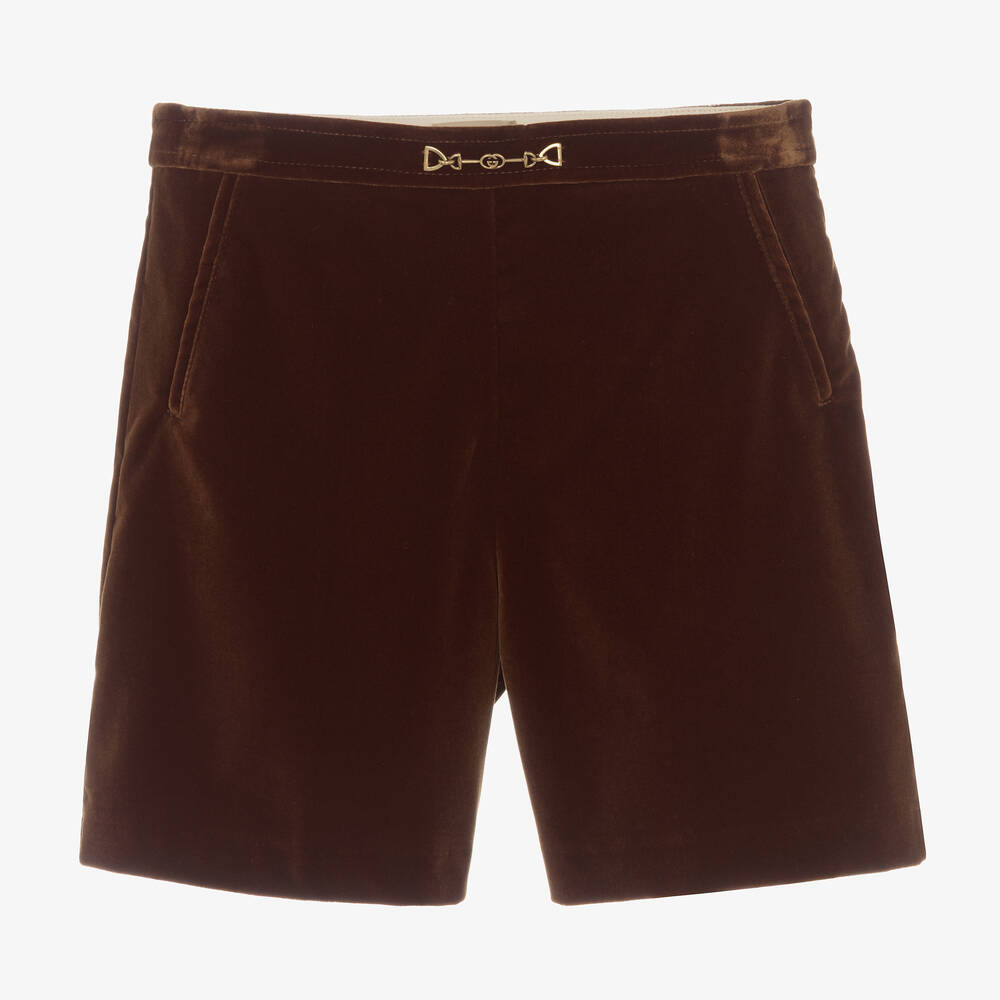 Gucci-Teen Girls Brown Velvet Shorts | Childrensalon Outlet