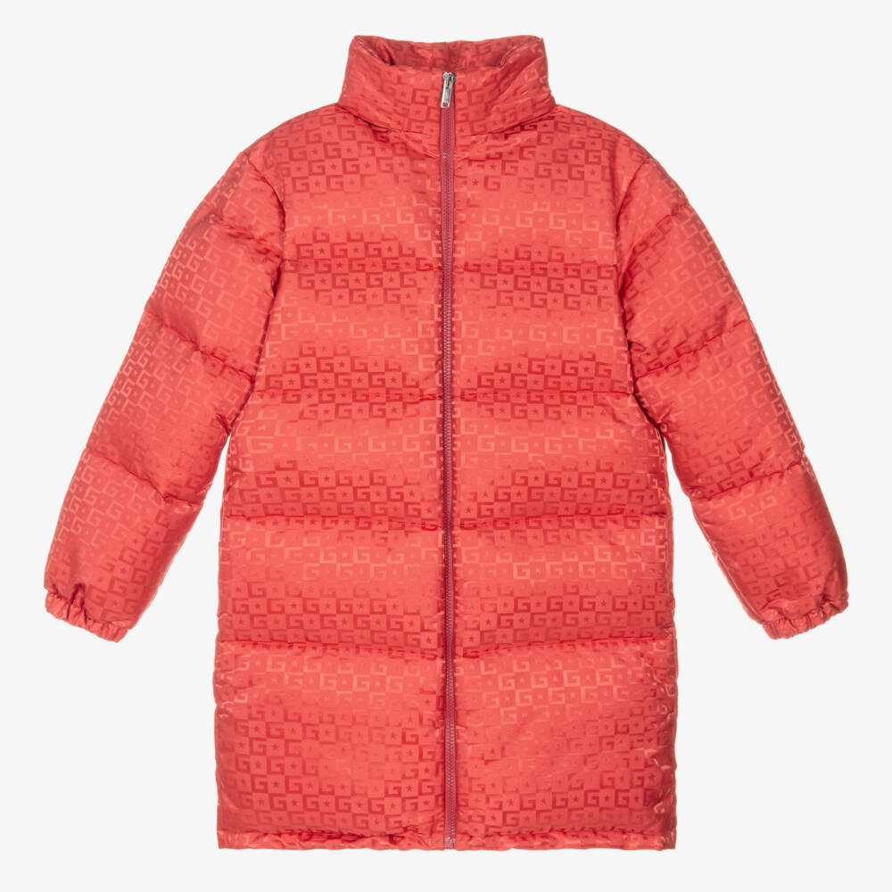 Gucci-Розовый пуховик с капюшоном | Childrensalon Outlet