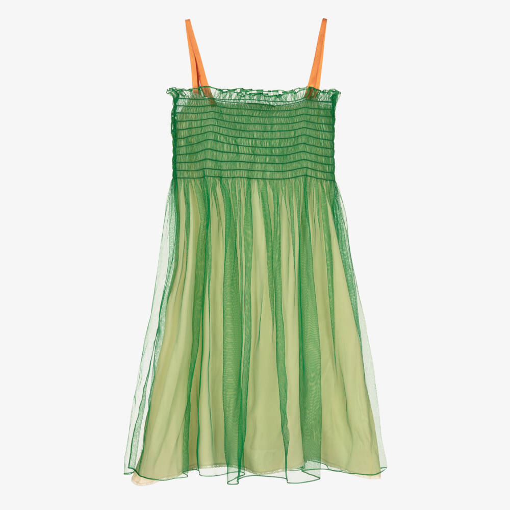 غوتشي-فستان تينز بناتي حرير لون أخضر | Childrensalon Outlet