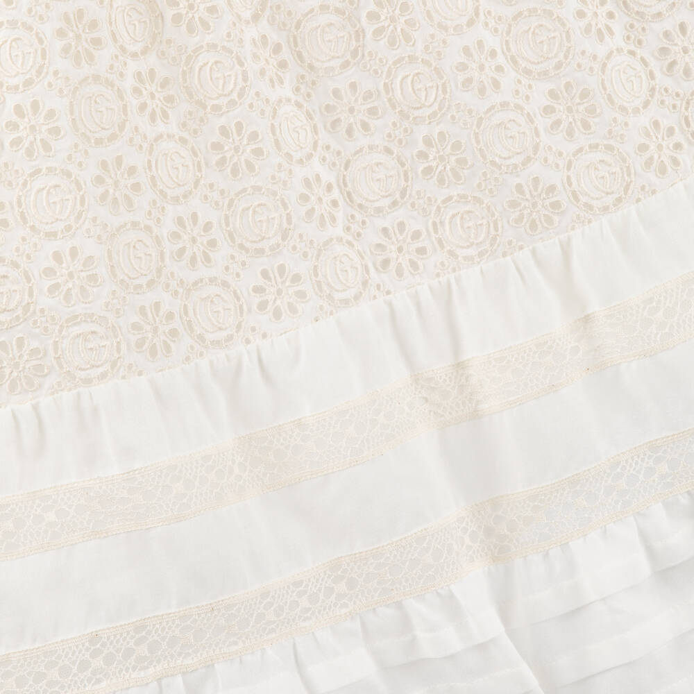 Gucci-Кремовое платье из хлопка и шелка GG | Childrensalon Outlet