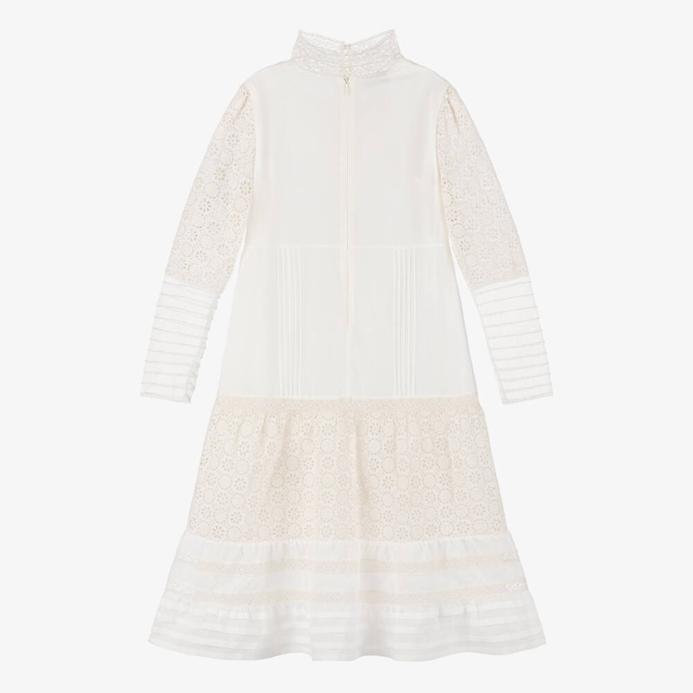 Gucci-Кремовое платье из хлопка и шелка GG | Childrensalon Outlet