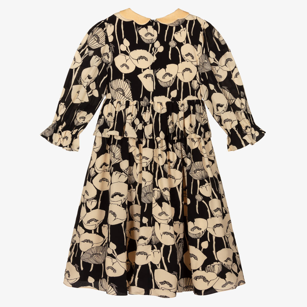 Gucci-Кремово-черное шелковое платье для подростков | Childrensalon Outlet