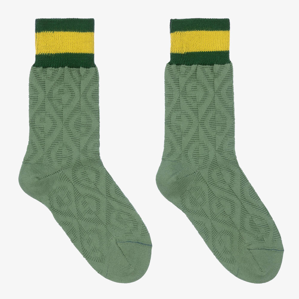 Gucci-Teen Green Cotton G Rhombus Socks | Childrensalon Outlet