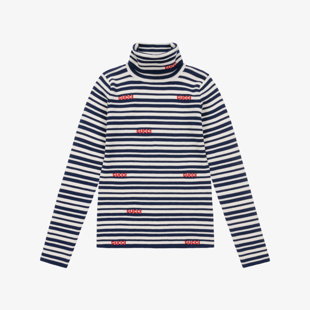 Gucci-Teen Striped Wool Rollneck Top | Childrensalon Outlet