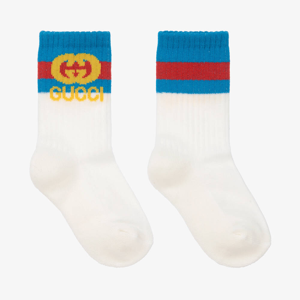 Gucci-White Cotton Interlocking G Socks | Childrensalon Outlet