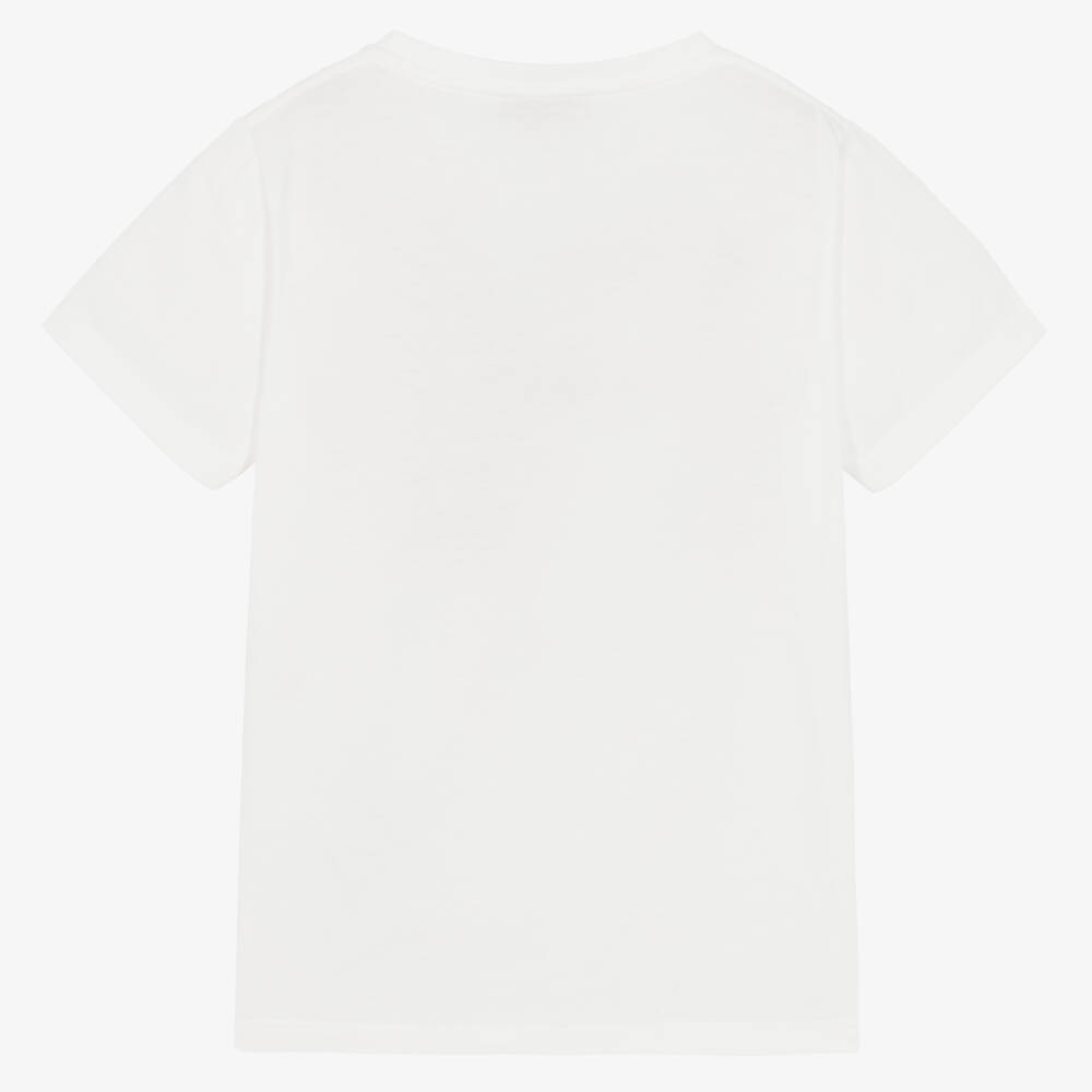 Gucci-White Cotton Logo T-Shirt With Vintage Logo | Childrensalon Outlet