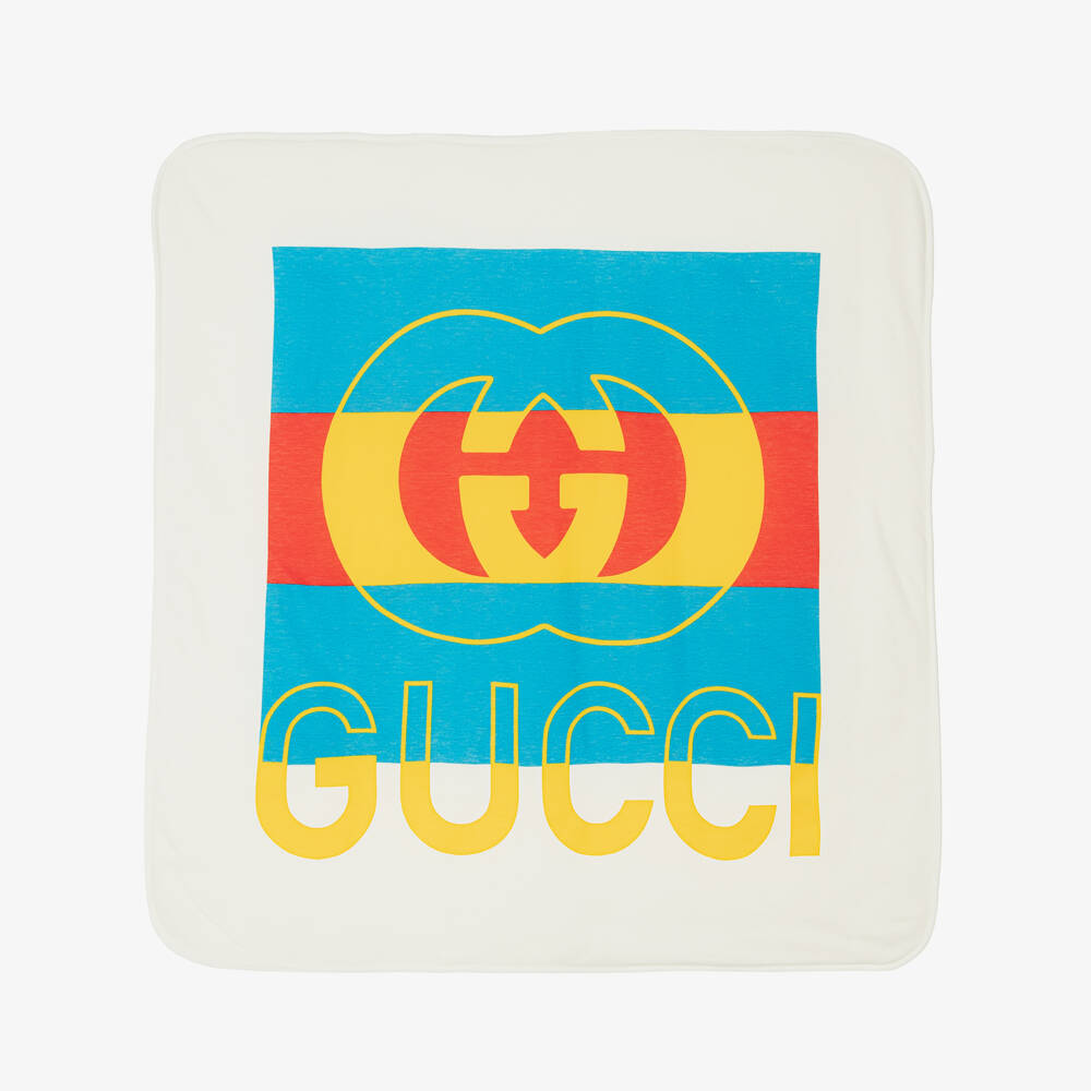 Gucci-White Cotton Wool Baby Blanket | Childrensalon Outlet