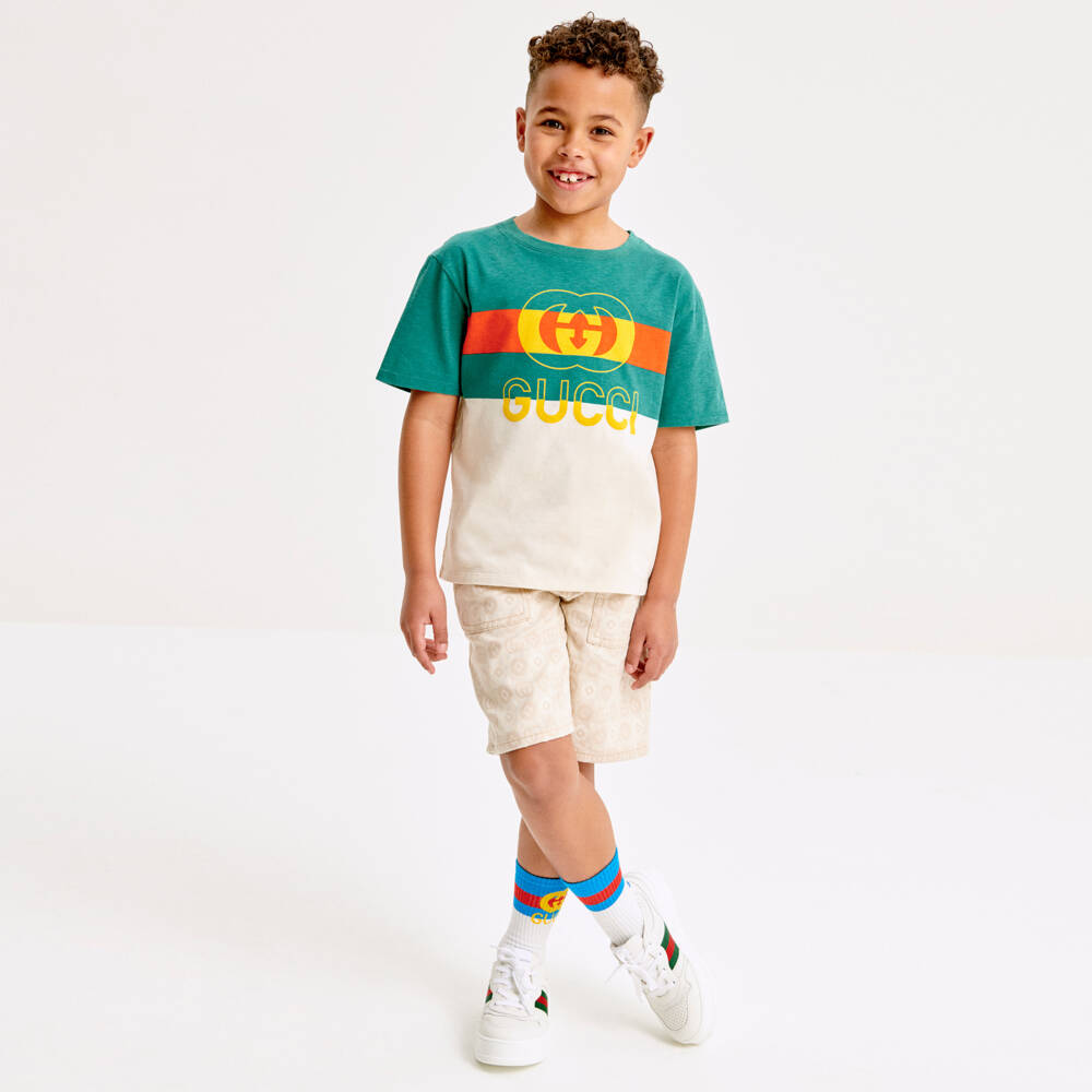 Gucci-White Leather & Interlocking G Logo Trainers | Childrensalon Outlet