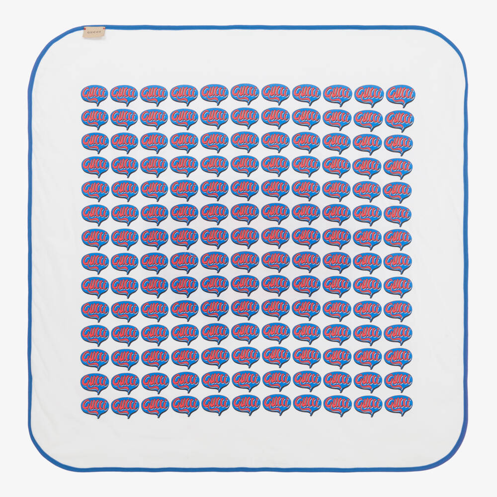 Gucci-White Logo Blanket (80cm) | Childrensalon Outlet