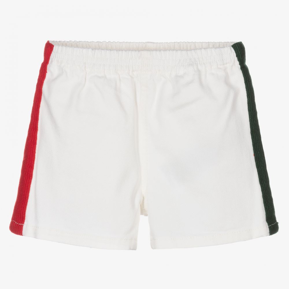 Gucci-White Web Denim Shorts | Childrensalon Outlet