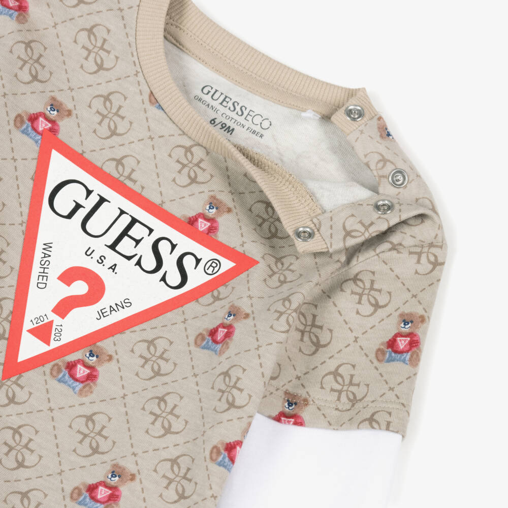 Guess-Baby Boys Beige & Red Cotton Joggers Set | Childrensalon Outlet